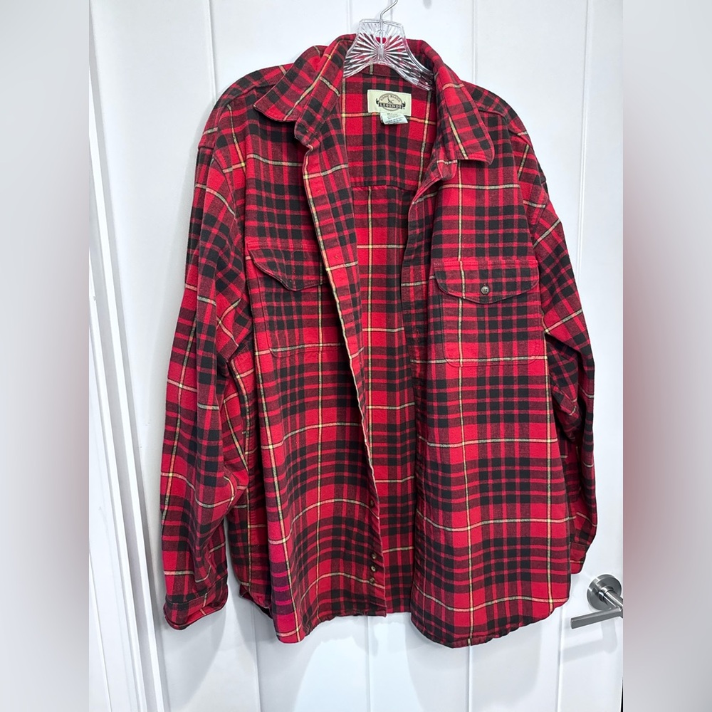 Eddie Bauer Red and Black Plaid Casual Shirt